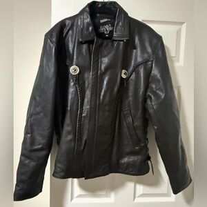 Vintage Leather Gallery Biker/Western Style Jacket, Black, XXL